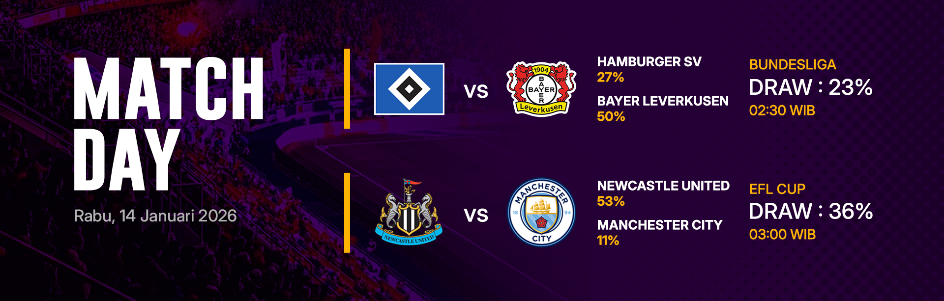 JADWAL BOLA 14 JANUARI 2026