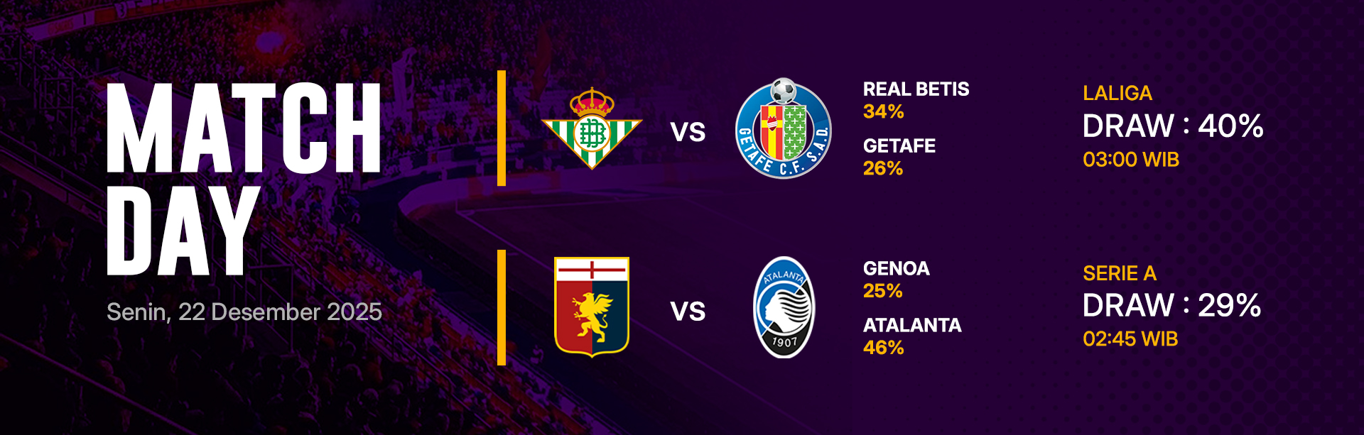 JADWAL BOLA 22 DESEMBER 2025