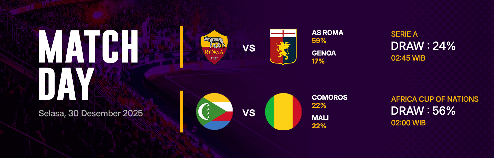 JADWAL BOLA 30 DESEMBER 2025
