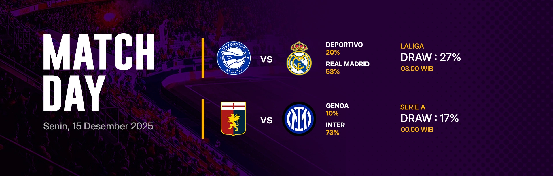 JADWAL BOLA 15 DESEMBER 2025