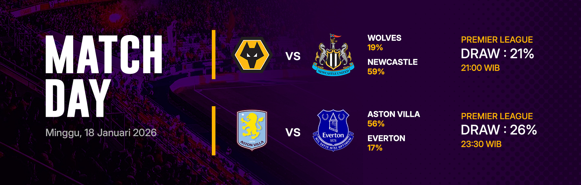 JADWAL BOLA 18 JANUARI 2026