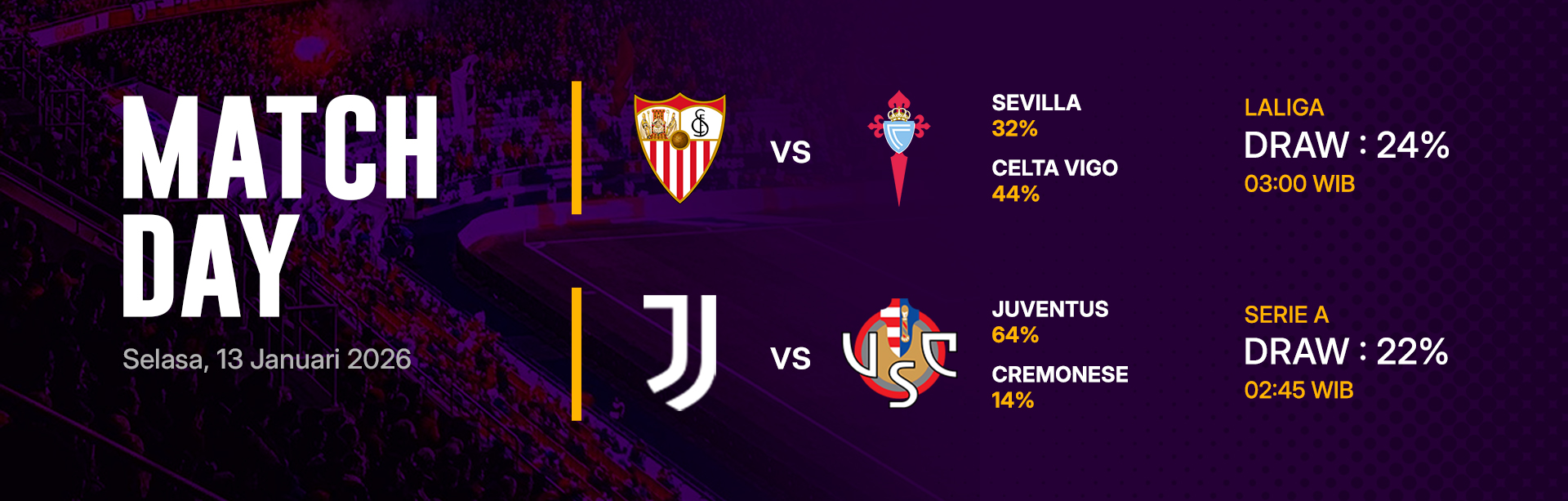 JADWAL BOLA 13 JANUARI 2026