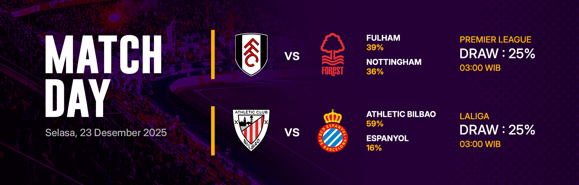 JADWAL BOLA 23 DESEMBER 2025