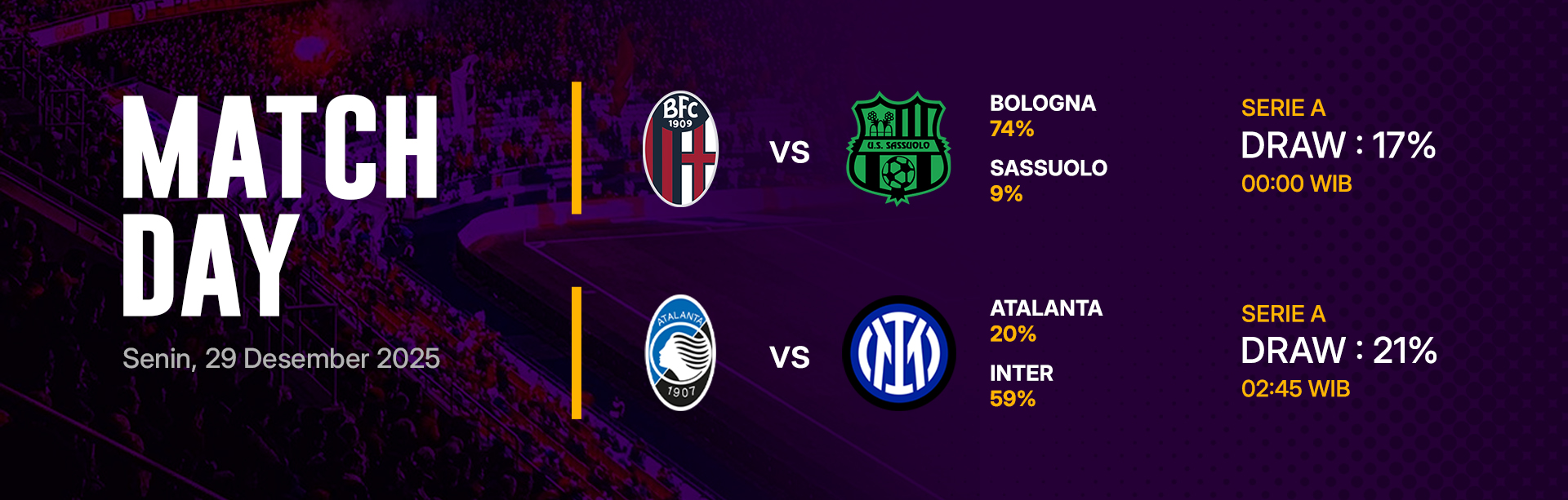 JADWAL BOLA 29 DESEMBER 2025